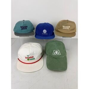 Vintage Seed Hat Lot 5 Wilken Callahan Seeds Corduroy Trucker Snapback - BW
